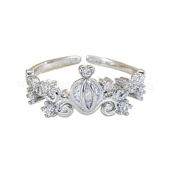 Brass Micro Pave Clear Cubic Zirconia Cuff Open Rings for Women&nbsp;WG0B9D7-02