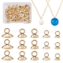 75pcs 5 Styles 304 Stainless Steel Bead Cap Pendant Bails&nbsp;STAS-CD0001-14