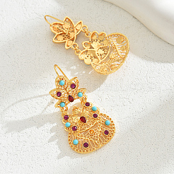 Alloy Cubic Zirconia Flower Hoop Earrings&nbsp;UT1066