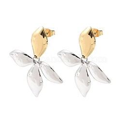 Two Tone Flower 304 Stainless Steel Stud Earrings&nbsp;EJEW-B156-10GP