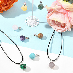 DIY Natural & Synthetic Gemstone Round Pendant & Waxed Cord Pendant Necklace Making Kits&nbsp;DIY-FS0008-47
