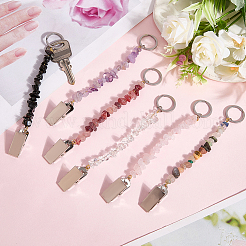 6Pcs Natural & Synthetic Gemstone Keychain&nbsp;KEYC-GF00004