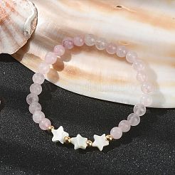 Natural Rose Quartz Round Beaded Bracelets&nbsp;BJEW-JB09878-01