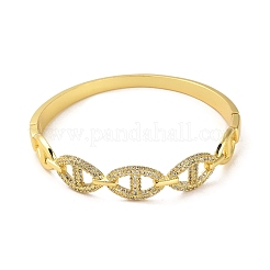 Brass Micro Pave Clear Cubic Zirconia Hollow Oval Hinged Bangles for Woman&nbsp;BJEW-M312-03A-G