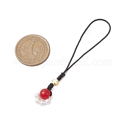 Paw Print Shell Pearl & Natural & Dyed Malaysia Jade Pendant Decorations&nbsp;HJEW-JM02355