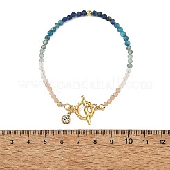 Gradient Natural Mixed Stone Faceted Round Beaded Bracelets&nbsp;BJEW-JB14398-01