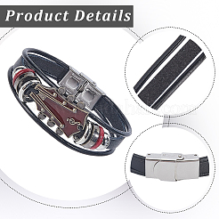 1Pc Alloy & Leather Cord Bracelets for Men Women&nbsp;BJEW-CL0001-56
