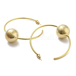 Brass Round Beaded Ring Stud Earrings&nbsp;EJEW-D067-01G
