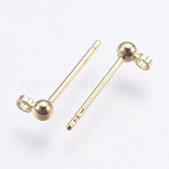 Brass Stud Earrings Findings&nbsp;KK-G333-09G-NF