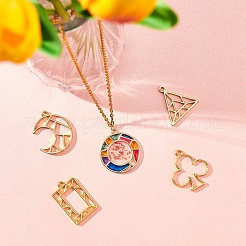24Pcs 6 Styles Zinc Alloy Open Back Bezel Pendants&nbsp;PALLOY-SC0003-55G