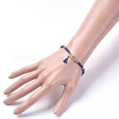 Natural Lapis Lazuli Stretch Charm Bracelets&nbsp;BJEW-JB04849-04