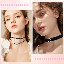 10Pcs 10 Styles Gothic Polyester Lace Choker Necklaces&nbsp;NJEW-SC0001-75