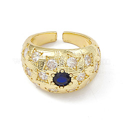Cubic Zirconia Dome Open Cuff Ring&nbsp;RJEW-P079-09G-01