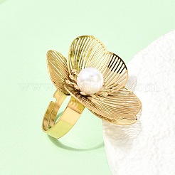 201 Stainless Steel Adjustable Cuff Open Rings for Women&nbsp;RJEW-K318-01C-G