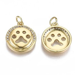 Brass Micro Pave Clear Cubic Zirconia Pendants&nbsp;KK-S061-64G-NR