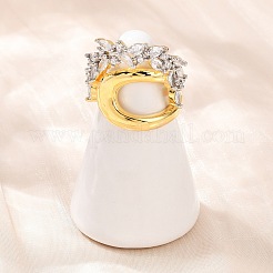 Brass Micro Pave Cubic Zirconia Cuff Ring for Women&nbsp;RJEW-L132-05G