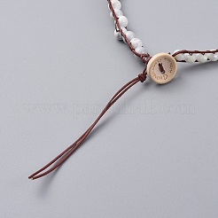 Faceted Glass & Natural Howlite Beaded Wrap Bracelets&nbsp;BJEW-JB05035-04