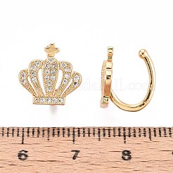 Brass Micro Pave Clear Cubic Zirconia Cuff Earrings&nbsp;EJEW-T047-74G