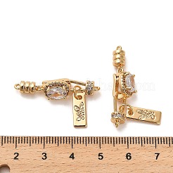Brass Micro Pave Clear Cubic Zirconia Fold Over Clasps&nbsp;KK-B110-04G