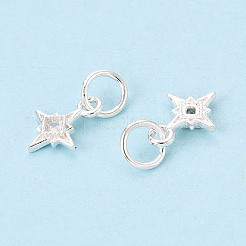 925 Sterling Silver Pave Clear Cubic Zirconia Star Charms&nbsp;STER-T009-15S