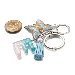 26Pcs Transparent Epoxy Resin & Transparent Acrylic & Faux Suede Tassel Keychain&nbsp;KEYC-JKC01202-05