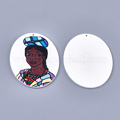Printed Wooden Big Pendants&nbsp;WOOD-S050-09K