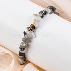 Natural Tourmalinated Quartz/Black Rutilated Quartz Stretch Bracelets&nbsp;X-BJEW-JB03681-01