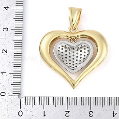 Rack Plating Heart Brass Micro Pave Clear Cubic Zirconia Pendants&nbsp;KK-P287-48A-GP