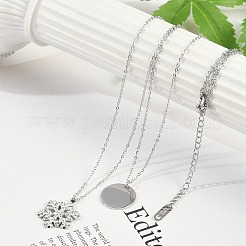 304 Stainless Steel Double Layered Necklaces&nbsp;NJEW-P320-14G-02