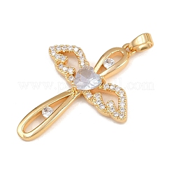 Brass Micro Pave Cubic Zirconia Pendants&nbsp;KK-F910-19G