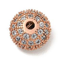Brass Micro Pave Clear Cubic Zirconia Beads&nbsp;KK-G493-50RG