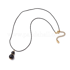 Natural Black Onyx(Dyed & Heated) Gourd Pendant Necklaces&nbsp;NJEW-JN05246-01
