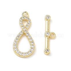 Brass Micro Pave Clear Cubic Zirconia Toggle Clasps&nbsp;CU-CBAC675-05G