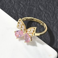 Brass & Cubic Zirconia Finger Rings&nbsp;CU-CBA7E55-10G