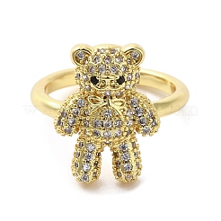 Rack Plating Brass Micro Pave Cubic Zirconia Finger Ring&nbsp;RJEW-C072-32A-01G