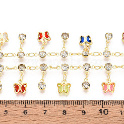 Brass Glass Butterfly Charm Link Chains&nbsp;CHC-T018-12A-G
