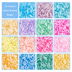 90G 15 Colors Glass Round Bugle&nbsp;GLAA-PH0003-19