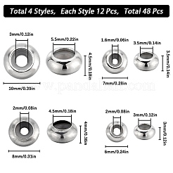 48Pcs 4 Styles 201 & 304 Stainless Steel Beads&nbsp;STAS-SC0007-34