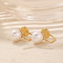 Simple and Elegant Vintage Brass Imitation Pearl Round Clip-on Earrings&nbsp;UF6874