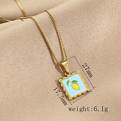 304 Stainless Steel Enamel Fruit Stamp Pendant Necklaces for Women&nbsp;WGD7D75-03