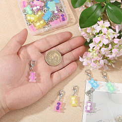 24Pcs 6 Colors Resin Bear Pendant Decorations&nbsp;HJEW-CA00093