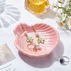 Shell Shaped Porcelain Jewelry Storage Display Trays for Rings&nbsp;AJEW-SP0006-06A-02
