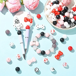 33Pcs 5 Styles Silicone Focal Beads&nbsp;SIL-YW0002-60