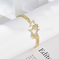Brass Micro Pave Clear Cubic Zirconia Charm Bracelets&nbsp;BJEW-M050-01G-03