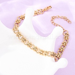 304 Stainless Steel Ring Link Chain Bracelets for Women&nbsp;BJEW-F529-13G