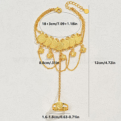 Elegant Middle Eastern Floral Brass Charm Bracelet with Coin Chains&nbsp;TF1222