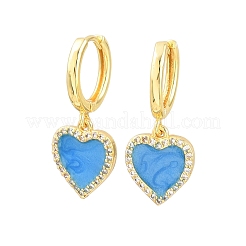 Brass Micro Pave Cubic Zirconia Hoop Dangle Earrings&nbsp;KK-CBA8324-16G-06