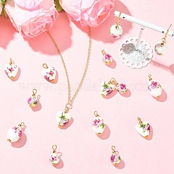 15Pcs 3 Styles Printed Handmade Porcelain Pendants&nbsp;PALLOY-YW00194