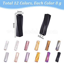 12 Colors Glass Twist Bugle Beads&nbsp;SEED-PH0002-17A