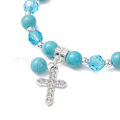Cross Alloy Rhinestone Charm Bracelets&nbsp;BJEW-JB12882-01